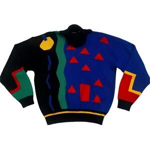 Vintage Apostrophe Geometric Sweater Turtleneck Size: L